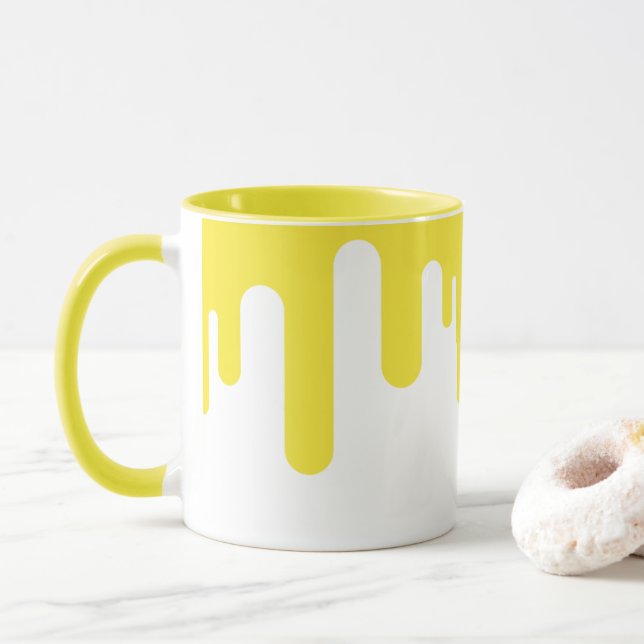 Caneca Abstrato Simples de Colagem Amarelo (Com Donut)