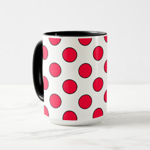 Caneca Abstrato simples na moda vermelho bolinhas branco 