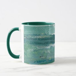 Caneca Abstrato Teal Waves Art