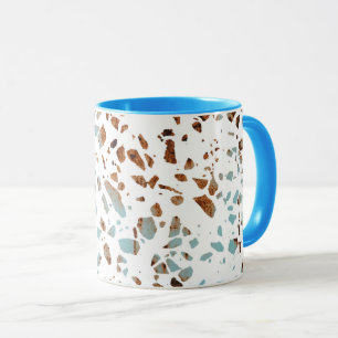 Caneca Abstrato Terrazzo Mosaico Rust Brown & Blue Padrão