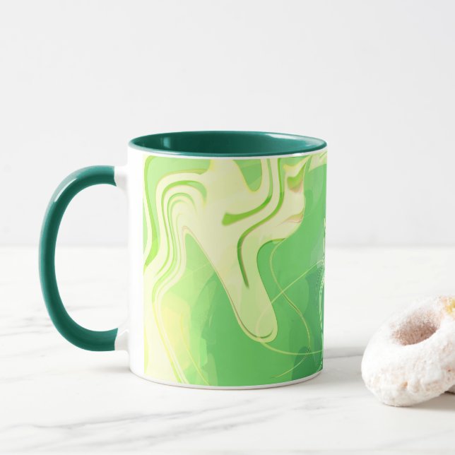 Caneca Abstrato Verde Azul (Com Donut)