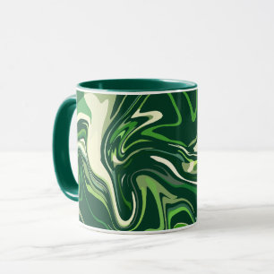 Caneca Abstrato verde orgânico com movimento fluido
