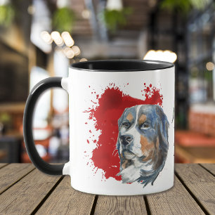 Caneca Abstrato Vermelho do Cão da Montanha Bernês