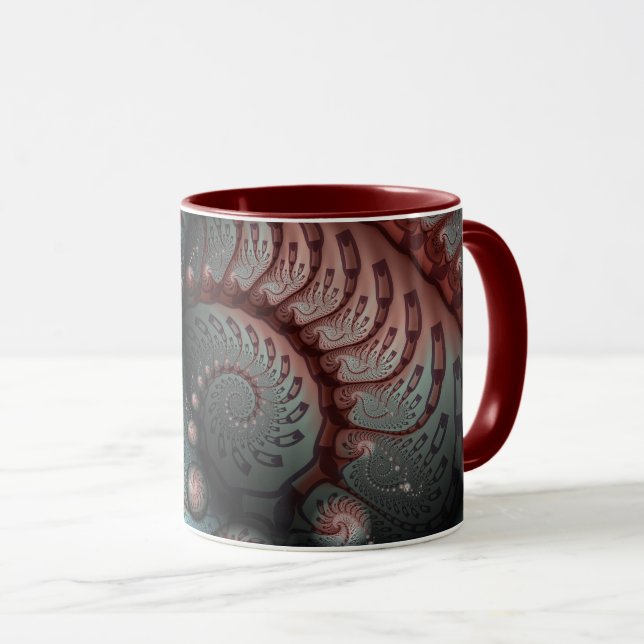 Caneca Abstrato Vivid Fantasy Fractal Art Brown Blue (Frente Esquerda)