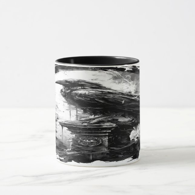 Caneca Abyssal Gaze Heavy Metal Raven Skull (Centro)