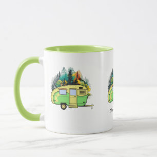 Caneca Acampamento, caravana, floresta, lugar feliz