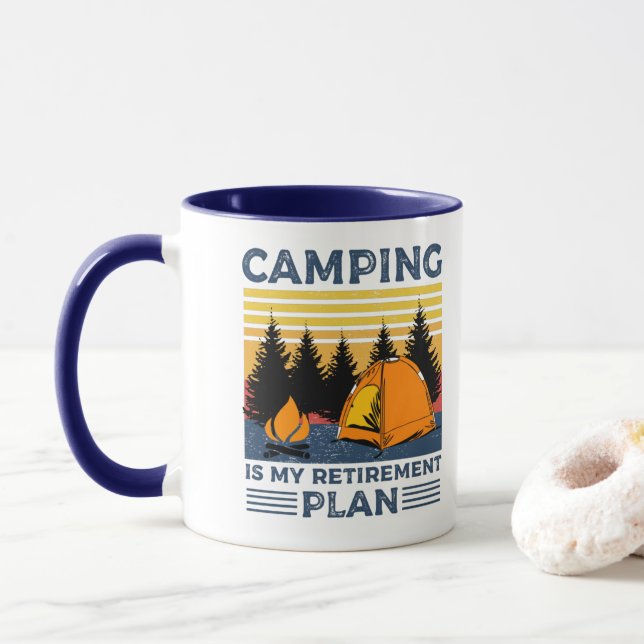 Caneca Acampamento é meu plano de aposentadoria Engraçado (Com Donut)