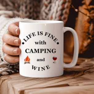 Caneca acampamento engraçado e citações de vinho