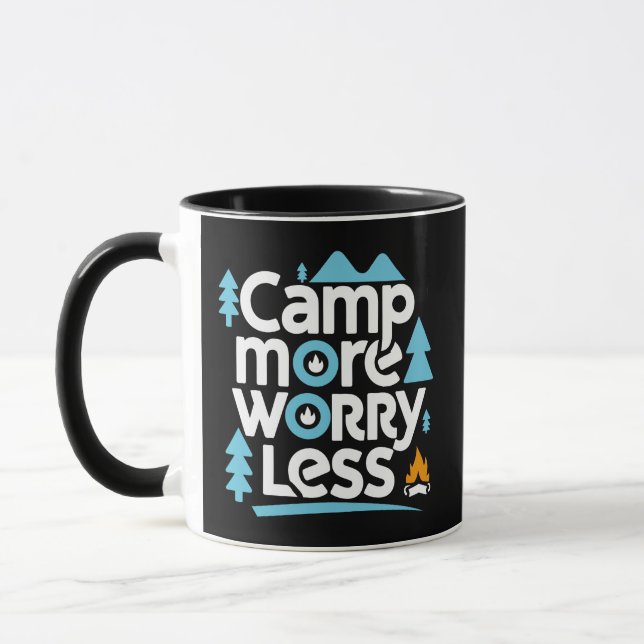 Caneca Acampamento Mais Preocupado Menos, acampamento de  (Esquerda)