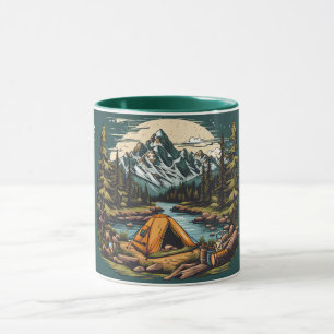 Caneca Acampamento nas Montanhas Adicionar Nome e Present