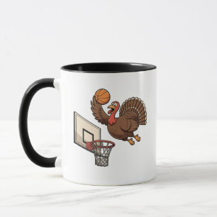 Caneca Ação de Graças à Turquia Dunking Basball Engraçado