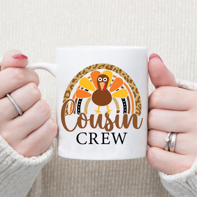 Caneca Ação de Graças Cousin Crew Leopard Rainbow Turquia (Thanksgiving Cousin Crew Leopard Rainbow Turkey Mug)