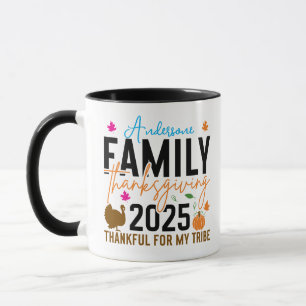 Caneca Ação de Graças da Família 2025   Turquia editável