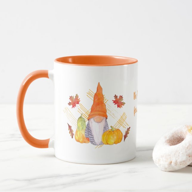 Caneca Ação de Graças de Fall Gnomo (Com Donut)