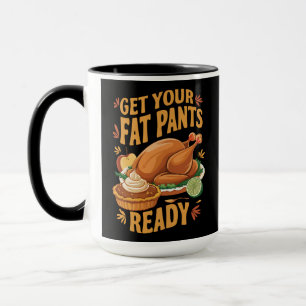 Caneca Ação de Graças Engraçada Prepare Seu Calção Gordo 