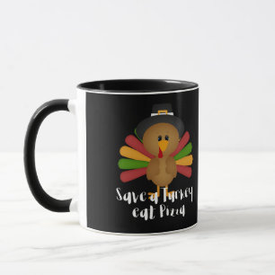 Caneca Ação de Graças Salve a Turquia Coma Pizza