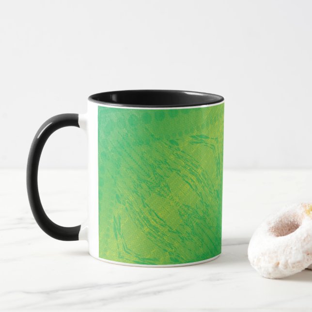 Caneca Aceitação | Padrão do Shibori Azul Amarelo (Com Donut)