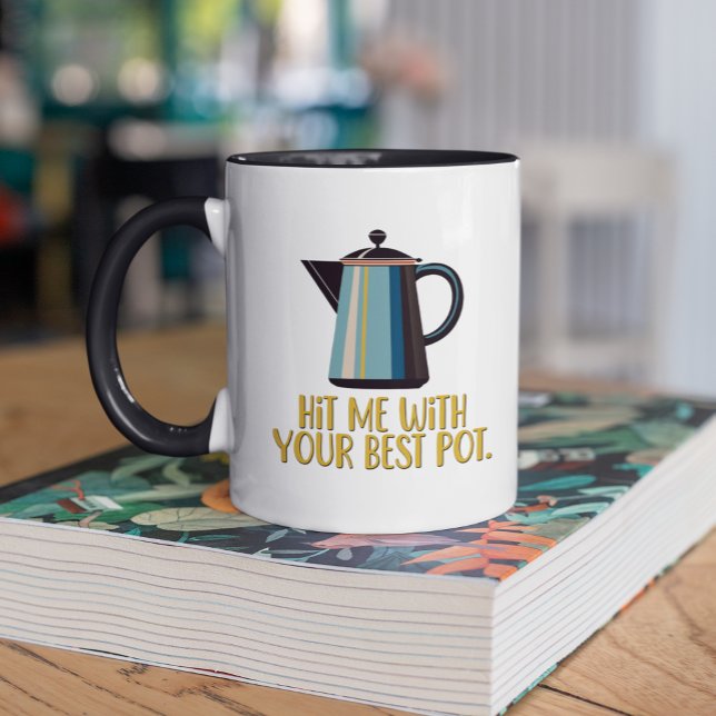 Caneca Acerta-Me Com O Seu Melhor Café Retroativo De Pote (Criador carregado)