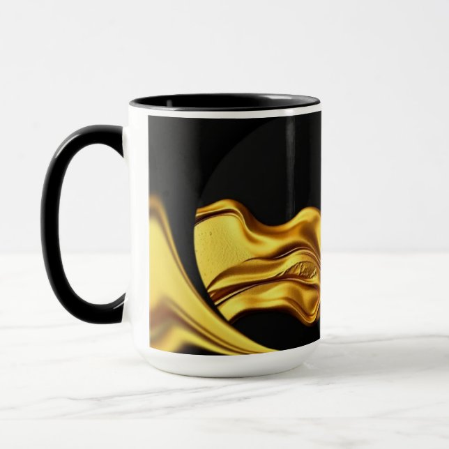 Caneca Achempong Opulent Liquid Gold Black Monochrome Art (Esquerda)