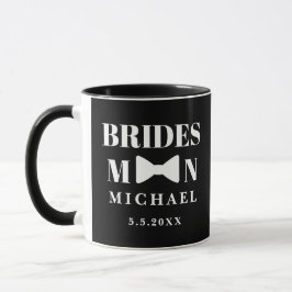 Caneca acompanhante de noiva elegante preto e branco grav
