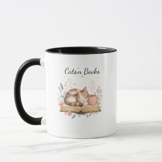 Caneca Aconchegante de Gatos e Livros com Gato Ado