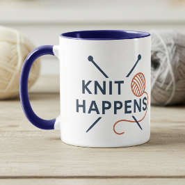 Caneca Acontece no Tricô Piada Divertida de Tricô