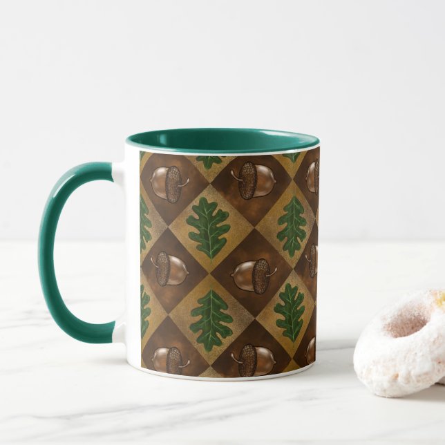 Caneca Acorn Oak Folha Checkerboard (Com Donut)
