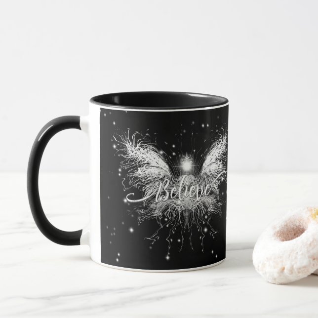 Caneca Acredite em Fada Starlight Fantasy Black (Com Donut)