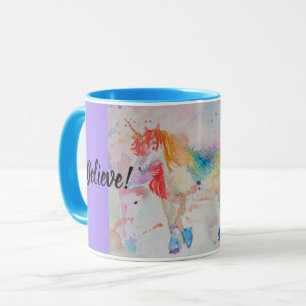 Caneca Acredite em Magical Rainbow Unicorns Mug