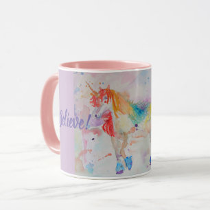 Caneca Acredite em Magical Rainbow Unicorns Mug
