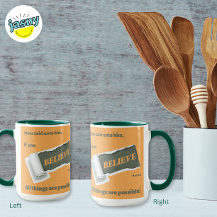 Caneca Acredite na Escritura Cristã Inspiradora de Dois T