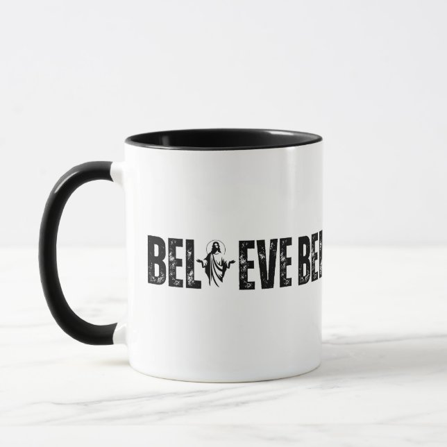 Caneca ACREDITE Silhueta Cristã Aberta Com Fé (Esquerda)