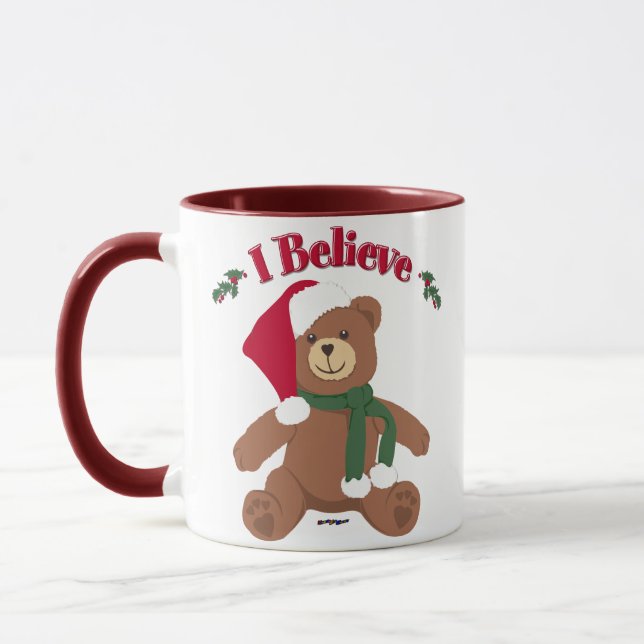 Caneca Acredito! Urso de Teddy de Natal (Esquerda)