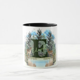 Caneca Acrilica Cervo Personalizado Monograma Letra E