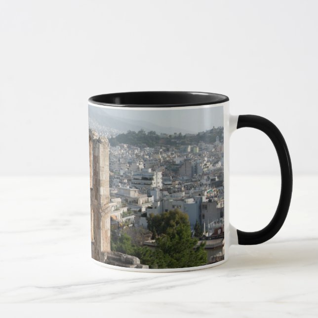 Caneca Acrópole Ruínas antigas com olhar para Atenas (Direita)