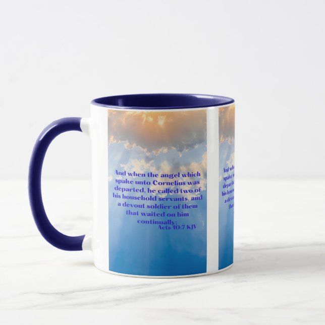 Caneca Acts 10:7 KJV Escritura De Bíblia Pic De Dois Tons (Esquerda)