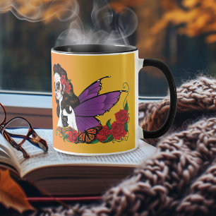 Caneca Açúcar de Fada Caveira Asa Roxa Rosas Pôr do Sol