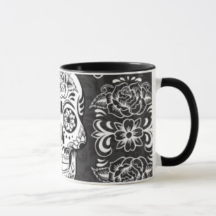 Caneca Açúcar Decorativo Crânio Negro Grunge Gótico B