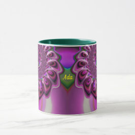 Caneca ADA ~ Zany Fractal 3D ~ Verde Rosa Púrpura