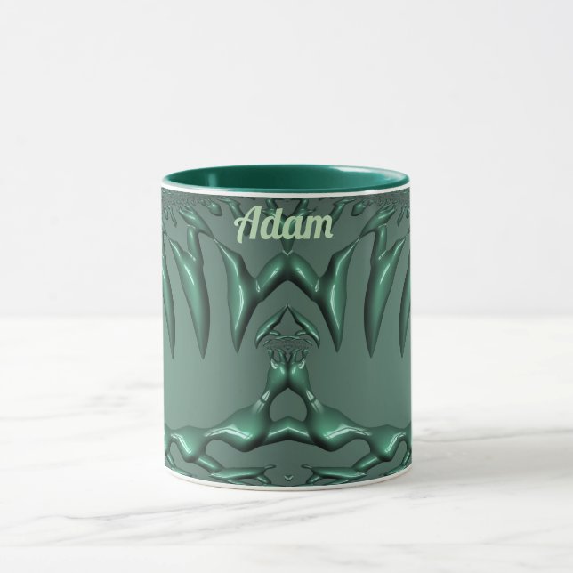 Caneca ADAM ~ Zany 3D Fractal ~ 3D Mug Verde (Centro)