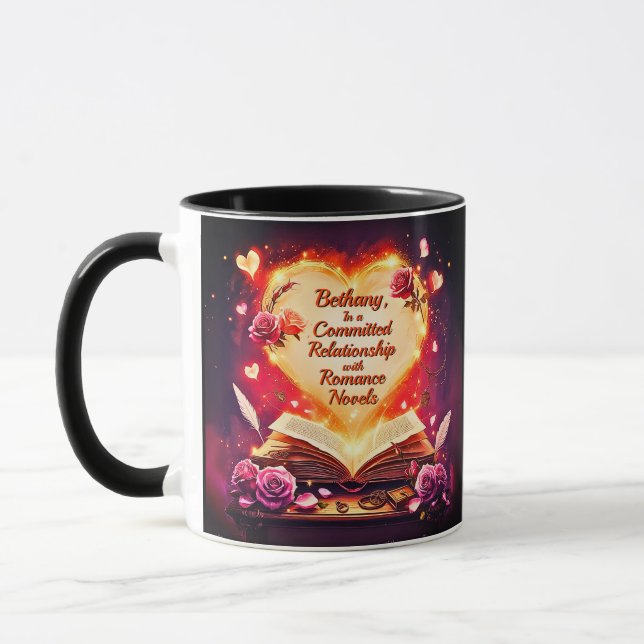 Caneca Add Name, Committed Relationship Romance Novels (Esquerda)