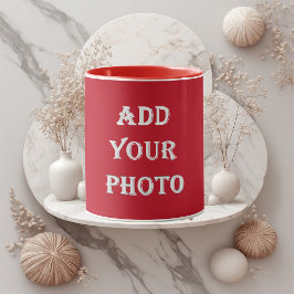 Caneca Add Your Photo Romantic Red Personalized NewlyWeds