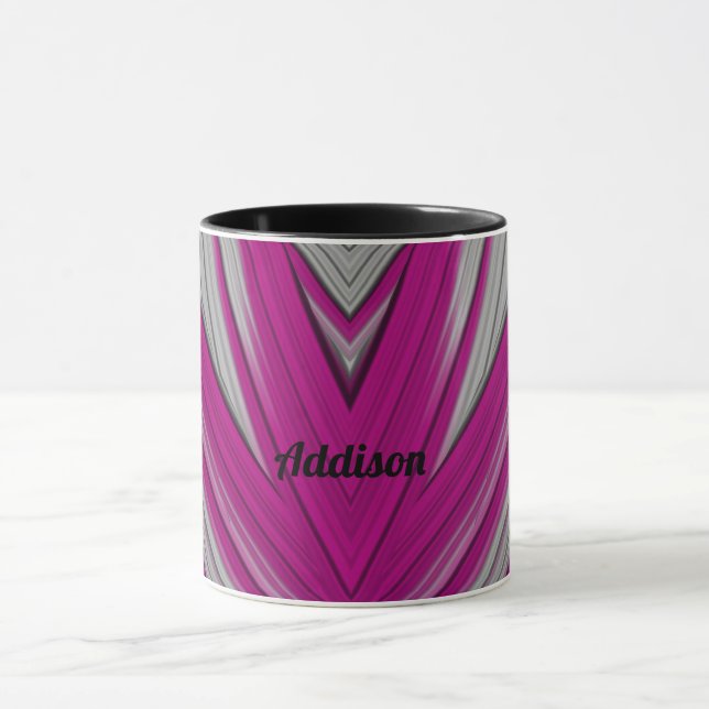Caneca ADDISON ~ Zany 3D ~ Rosa e Cinzas (Centro)