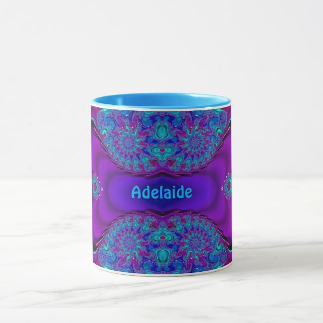 Caneca ADELAIDE ~ Zany 3D ~ Blue, Green and Purple Mug (Centro)