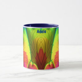 Caneca ADELE ~ 3D Fractal ~ Rosa, Amarelo Vermelho e Azul