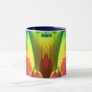 Caneca ADELE ~ 3D Fractal ~ Rosa, Amarelo Vermelho e Azul