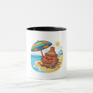 Caneca Adesivo de Férias na Praia do Cute Kawaii Marroqui