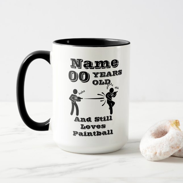 Caneca Adicionar Aniversário de Idade de Nome Personaliza (Com Donut)