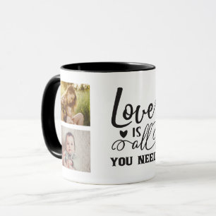 Caneca ADICIONAR FOTOS DE FAMÍLIA / Amor É tudo o que v