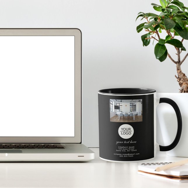 Caneca Adicionar logotipo Texto personalizado Promoção de (Criador carregado)